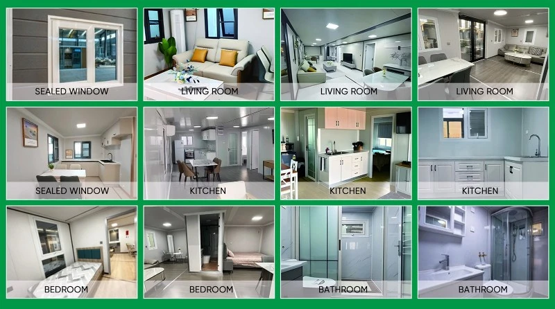 Internal configurations of expandable container houses Internal configurations of expandable container houses